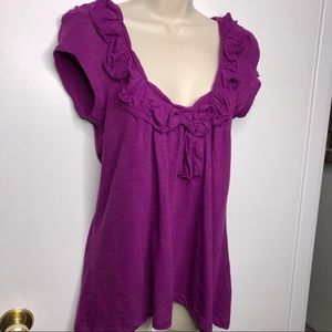 Anthropologie purple top with cute accents Sz S